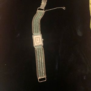 Turquoise and silver strand watch